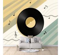 Carta da Parati Murale Dischi In Vinile 300x210 cm Fotomurali Effetto 3D, Musica Decorazione Poster Arte Murale Moderna per Casa Ufficio Camera Da Letto Soggiorno.