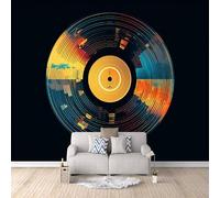 Carta da Parati Murale Dischi In Vinile 400x280 cm Fotomurali Effetto 3D, Musica Decorazione Poster Arte Murale Moderna per Casa Ufficio Camera Da Letto Soggiorno.