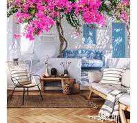 Carta Da Parati MURALE Grecia Casa Bianca Edificio Muro Rosa Bianco