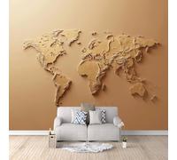 Carta da Parati Murale Le Placche Terrestri 200x140 cm Fotomurali Effetto 3D, Mappa Del Mondo Decorazione Poster Arte Murale Moderna per Casa Ufficio Camera Da Letto Soggiorno.
