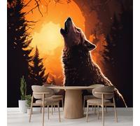 Carta Da Parati Murale Lupo Che Ulula Animale Grande Foresta Dipinti Artistici Adesivi Rimovibili, Decorazione Murale Per Cameretta Per Bambini, Camera Da Letto, Soggiorno 450x320cm