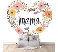 Carta da Parati Murale mamma 200x140 cm Fotomurali Effetto 3D, Cuore Di Fiori Decorazione Poster Arte Murale Moderna per Casa Ufficio Camera Da Letto Soggiorno.