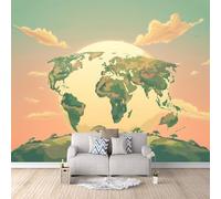 Carta da Parati Murale Mappa Del Mondo 400x280 cm Fotomurali Effetto 3D, Le Placche Terrestri Decorazione Poster Arte Murale Moderna per Casa Ufficio Camera Da Letto Soggiorno.
