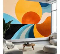 Carta da parati murale minimalista astratta geometrica 300 x 210 cm, multicolore murales per camera da letto, soggiorno, cameretta dei bambini, decorazione Art Deco - Carta da parati fotografica
