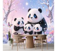 Carta Da Parati Murale Panda Dei Cartoni Animati, Farfalle E Fiori Grande Animali Carini Dipinti Artistici Adesivi Rimovibili, Decorazione Murale Per Cameretta Per Bambini, Camera Da Letto, Soggiorno