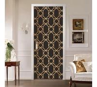 Carta Da Parati Murale Per Porta 3D Motivo A Scacchi In Oro Nero 77 X 200 Cm Adesivi Per Porte 3D Per Porte Interne Porta Vinile Impermeabile Autoadesivo Decalcomanie Murali Per Porta Per -4R1T1N3H5D4