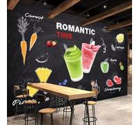 Carta da parati murale personalizzata 3D creativa per bevande,succhi,pittura murale,bar,snack bar,gelateria,latte,tè,negozio,decorazione murale,poster,carta da parati 300cm(W)×210cm(H)