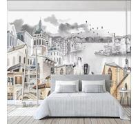 Carta Da Parati Murale Personalizzata Con Foto Di Edifici Cittadini E Cartoni Animati Dipinti A Mano,3D,Per Camera Da Letto,Soggiorno,Tv,Decorazione Da Parete Per La Casa-400X280Cm