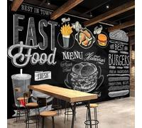 Carta da parati murale personalizzata con lavagna dipinta a mano,poster di hamburger di pollo fritto,delizioso ristorante di fast food,pittura murale 450cm(W)×300cm(H)