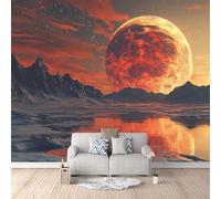 Carta da Parati Murale Pianeta Misterioso 200x140 cm Fotomurali Effetto 3D, Lago Di Montagna Innevato Decorazione Poster Arte Murale Moderna per Casa Ufficio Camera Da Letto Soggiorno.