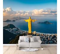 Carta da Parati Murale Statua Del Cristo Redentore A Rio De Janeiro 400x280 cm Fotomurali Effetto 3D, Decorazione Poster Arte Murale Moderna per Casa Ufficio Camera Da Letto Soggiorno.