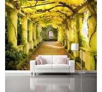 Carta da Parati Murale Stile europeo retrò colonnato viti stile, Giallo Poster Non Tessuto Decorativo per Camera, Murale Panoramica da Parete per Camera da Letto per Ragazzi ragazze 300 x 210 cm