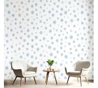 Carta Da Parati Murales Blu Bianco Stelle Della Moda Astratta Fotomurali 3D 300X210Cm,Acquerello Astratto Effetto Quadri Murali Murale Decorazione Parete Soggiorno Camera Da Letto