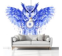 Carta Da Parati Murals Animali Acquerellati Gufo Acchiappasogni 300 x 210 cm Tessuto Non Tessuto Carta da Parati, Bianco Moderno Murale Fotomurali, per Camere da Letto Soggiorno Sfondo Televisivo