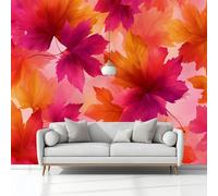 Carta Da Parati Murals Foglia D'Acero Ad Acquerello 350 x 256 cm Tessuto Non Tessuto Carta da Parati, Colore Arancione Moderno Murale Fotomurali, per Camere da Letto Soggiorno Sfondo Televisivo