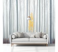 Carta Da Parati Murals Minimalismo Foresta Di Pioppi 250 x 175 cm Tessuto Non Tessuto Carta da Parati, Bianco Moderno Murale Fotomurali, per Camere da Letto Soggiorno Sfondo Televisivo