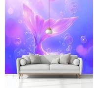 Carta Da Parati Murals Stile Fantasy Coda Di Sirena Bolle 250 x 175 cm Tessuto Non Tessuto Carta da Parati, Blu Viola Moderno Murale Fotomurali, per Camere da Letto Soggiorno Sfondo Televisivo