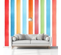 Carta Da Parati Murals Strisce Verticali Geometriche Ad Acquerello 350 x 256 cm Tessuto Non Tessuto Carta da Parati, Colore Moderno Murale Fotomurali, per Camere da Letto Soggiorno Sfondo Televisivo