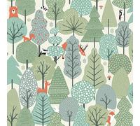 Carta Da Parati Muriva Verde Alberi Scandi Bambini Lavabile Non Tessuto