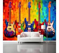 Carta da parati Musica Chitarra Elettrica 350 x 256 cm, Poster Foto Murale Carta da Parati Decorazione Parete Soggiorno Camera da Letto Cameretta per Bambin, Colorato
