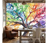 Carta da Parati no Adesiva Muro Albero della vita Vecchio albero Carta da Parati Camera da Letto Rami d'albero in stile acquerello per Home DIY Decoration Wall,colore arancione Muro 250x175cm