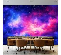 Carta da parati non tessuta 350 x 256 cm Stile Acquerello Motivo Cielo Notturno Da Sogno Poster gigante da parete, Rosso Viola per la decorazione della parete della camera da letto del soggiorno