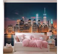 Carta da parati non tessuta 400 x 280 cm Motivo Paesaggio Notturno Della Città Poster gigante da parete, Colorato per la decorazione della parete della camera da letto del soggiorno
