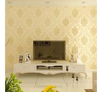 Carta da parati non tessuta della polvere perla della polvere del damasco 3D di stile europeo di KeTian per la carta da parati della camera da letto dell'hotel Colore beige 1.73 'W x 32.8'L= 57 sq.ft