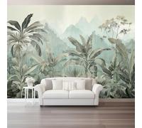 Carta da parati non tessuto Natura Piante Giungla tropicale Foglie Decorazione murale stampata 350 x 256 cm Immagini murali per poster Foto arazzo decorativo Soggiorno Bagno Camera da letto Colorato