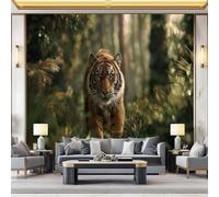 Carta da parati non tessuto Primo piano Giungla Animale Tigre Decorazione murale stampata 350 x 256 cm Immagini murali per poster Foto arazzo decorativo Soggiorno Bagno Camera da letto Colorato