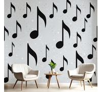Carta Da Parati Note Musicali In Bianco Nero 400×280Cmgrigio Chiaro Tessuto Di Seta Murale Alla Decorazione Da Muro Gigante Design Carta Per Pareti Tema Musicale Aspetto Concreto Natura