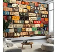 Carta da parati Numeri E Lettere Della Targa Fotomurali Murale alla moda Decorazione da Muro Poster 400x280 cm Gigante Design Carta per pareti Ornamento, Buio