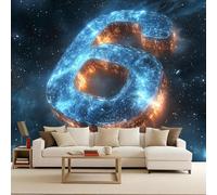 Carta da Parati Numeri Luminosi Sci-fi Creativo Fotografica 3D Fotomurali Non Tessuto Opaco Murales Per Camera da Letto Soggiorno Ufficio Camera Ragazzi Muro di Sfondo Decor da Parete 100x70 cm
