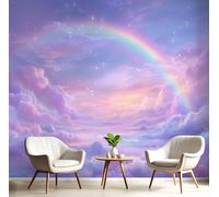 Carta Da Parati Nuvole Nel Cielo 350×256Cm Carta Da Parati In Tessuto Di Seta Scenario Fantasy Decorazione Soggiorno Camera De Letto Sala Ufficio Rosa-Viola