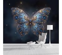 Carta Da Parati Oro Blu Farfalla Della Notte Stellata Effetto 3D 300X210Cm Fotomurale Cucina Murales Xxl Poster Gigante Casa Insetti Fantastici Per Soggiorno Camera Da Letto Corridoio Sala Da Pranzo