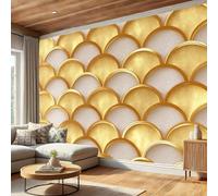 Carta da Parati Oro Lusso Geometrico, Murale fotografico Consistenza Simile A Squame Di Pesce decorazione da parete in tessuto non tessuto, per soggiorno camera da letto sfondo TV - 250 x 175 cm