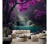 Carta da parati Paesaggio della cascata nella foresta 500x280 cm Murale Carta da parati Stampa 3D Moderna, Fotomurale Decora per Camera Letto, Soggiorno, Stanza Bambini
