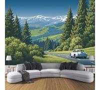 Carta Da Parati Paesaggio Foresta Verde Smeraldo ,250L × 175A cm Fotomurali In Seta Progettazione Strade Tortuose 3D Decorazione Da Muro Xxl Poster Gigante Design Per Ufficio Tv Sfondo - Verde Oliva