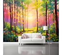 Carta Da Parati Paesaggio Forestale Sentiero Fiorito Soleggiato Nella Foresta 3D Fotomurale - Poster Gigante Da Parete Per Camera Da Letto Soggiornocorridoio - Decorazione Murale 250 X 175 Cm