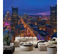 Carta da parati Paesaggio notturno Skyline della città Fotomurali in TNT Murale alla Moda Decorazione da Muro Panoramico Poster Design Carta per pareti 350 x 256 cm Fotomurale Ornamento
