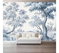 Carta Da Parati Paesaggio Retrò Ruscello Della Foresta Blu 3D Fotomurale - Design Moderno In Tessuto Non Tessuto Per Soggiorno Camera Da Letto Cucina - Murale 300 X 210 Cm