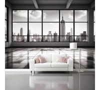 Carta Da Parati Paesaggio Urbano Skyline Della Città Vista Dalla Finestra 3D Fotomurale - Design Moderno In Tessuto Non Tessuto Per Soggiorno Camera Da Letto Cucina - Murale 250 X 175 Cm