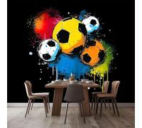 Carta da Parati Pallone da Calcio 300x210 cm Fotomurale da Parete Nero Carta Parati Adesiva Muro 3D Poster Giganti da Parete Camera da Letto Soggiorno A-7903