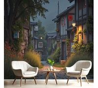 Carta da Parati Panoramica 200Lx140A cm Decorazione Rivestimento Murale, Decorativo per Camera da Letto Soggiorno, Design Fotografia Di Architettura Realistica Città Vicoli, Grigio-verde