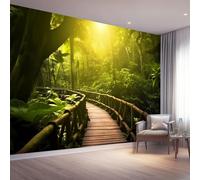 Carta da parati panoramica, 250 x 175 cm Decorazione Murale per Soggiorno e Camera, Verde Tessuto Non Tessuto Senza Odore, Tropicale Natura Ecologia Giungla Carta da Parati Fotografica 3D Effetto