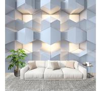Carta da Parati Panoramica 250x175 cm Cubo di Geometria Solida Fotomurale Dimensioni Personalizzate per Soggiorno, Camera dei Bambini Decorazione Bianco Murali in Tessuto Non Tessuto