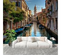 Carta da Parati Panoramica 350x256cm Paesaggio Della Città Sull'Acqua Di Venezia Fotomurale Personalizzate per Soggiorno, Camera dei Bambini Decorazione Paesaggio Urbano Murali in Tessuto Non Tessuto