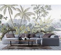Carta da parati panoramica 3D, 410 x 280 cm, seta, giungla tropicale, decorazione da parete per bambini, camera da letto, soggiorno, poster XXL