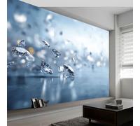 Carta da parati panoramica 3D etereo gocce d'acqua diamanti, carta da parati murale arte fantascientifica per soggiorno camera da letto cameretta - Decorazione murale fotografica 400L x 280A cm