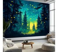 Carta da Parati Panoramica 3d Foresta Pianta Lucciola, Carta da Parati Murale Stile Onirico per Soggiorno Camera da Letto Cameretta - Decorazione Murale Fotografica 400L x 280A cm